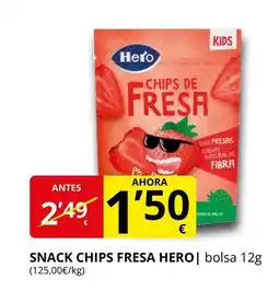 Supermercados MAS HERO Snack chips fresa oferta