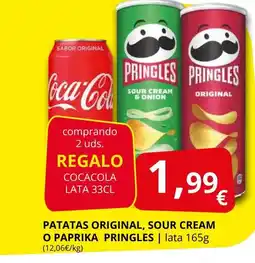 Supermercados MAS PRINGLES Patatas original sour cream o paprika oferta