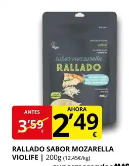 Supermercados MAS VIOLIFE Rallado sabor mozarella oferta