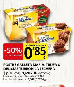 Supermercados MAS LA LECHERA Postre galleta maría, trufa o delicias turron oferta