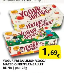 Supermercados MAS REINA Yogur fresa/limón/coco/ maced o fre/plat/gallet oferta