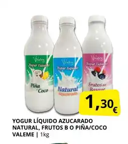 Supermercados MAS VALEME Yogur líquido azucarado natural, frutos b o piña/coco oferta