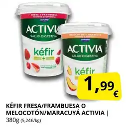 Supermercados MAS ACTIVIA Kéfir fresa/frambuesa o melocotón/maracuyá oferta