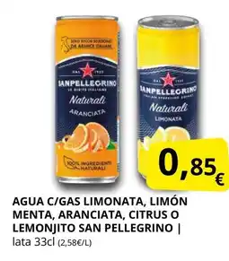 Supermercados MAS SAN PELLEGRINO Agua c/gas limonata, limón menta, aranciata, citrus o lemonjito oferta