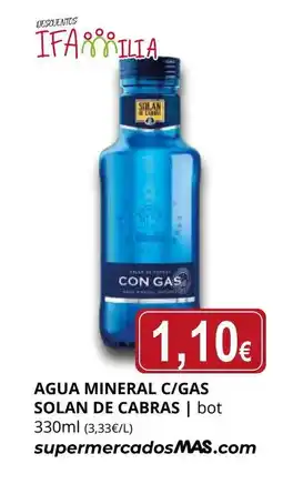 Supermercados MAS SOLAN DE CABRAS Agua mineral c/gas oferta