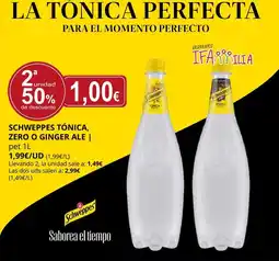 Supermercados MAS SCHWEPPES Tónica zero o ginger ale oferta