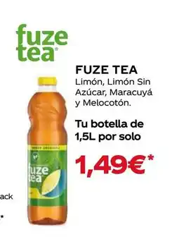 Supermercados MAS FUZE TEA Limón, Limón Sin Azúcar, Maracuyá y Melocotón oferta