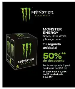 Supermercados MAS MONSTER Energy Green, Ultra White y Mango Loco oferta