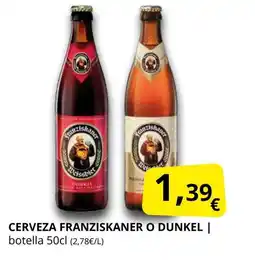 Supermercados MAS FRANZISKANER O DUNKEL Cerveza oferta