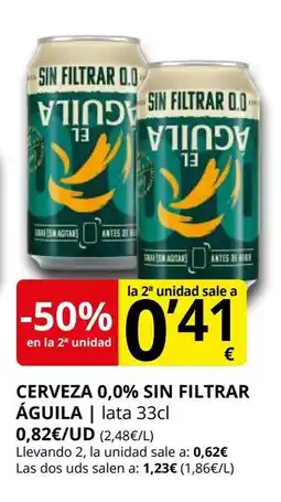 Supermercados MAS ÁGUILA Cerveza 0,0% sin filtrar oferta
