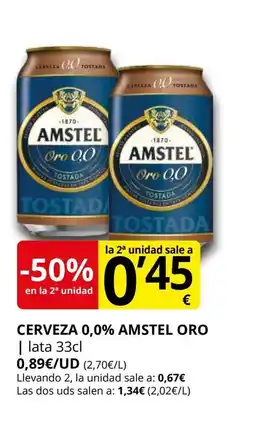 Supermercados MAS AMSTEL ORO Cerveza 0,0% oferta