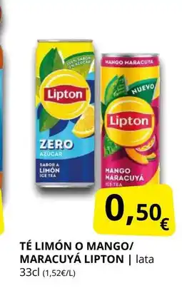 Supermercados MAS LIPTON Té limón o mango/ maracuyá oferta