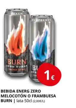 Supermercados MAS BURN Bebida energ zero melocotón o frambuesa oferta