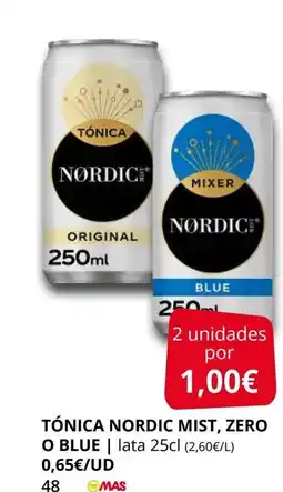 Supermercados MAS Tónica nordic mist, zero o blue oferta