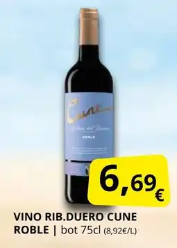 Supermercados MAS Vino rib.duero cune roble oferta