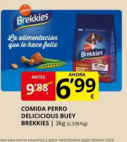 Supermercados MAS BREKKIES Comida perro delicicious buey oferta