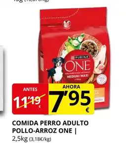 Supermercados MAS ONE Comida perro adulto pollo-arroz oferta