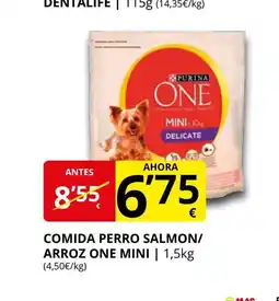 Supermercados MAS Comida perro salmon/ arroz one mini oferta