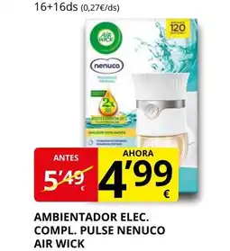 Supermercados MAS AIR WICK Ambientador elec. compl. pulse nenuco oferta