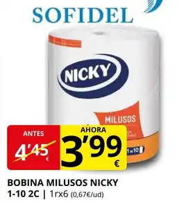 Supermercados MAS NICKY Bobina milusos oferta