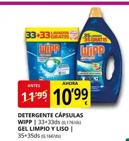 Supermercados MAS WIPP Detergente cápsulas oferta