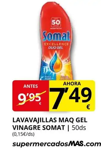 Supermercados MAS SOMAT Lavavajillas maq gel vinagre oferta
