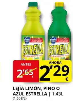 Supermercados MAS ESTRELLA Lejía limón, pino o azul oferta