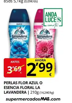 Supermercados MAS LA LAVANDERA Perlas flor azul o esencia floral oferta