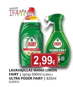 Supermercados MAS FAIRY Lavavajillas mano limón oferta