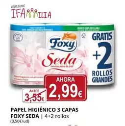 Supermercados MAS FOXY SEDA Papel higiénico 3 capas oferta