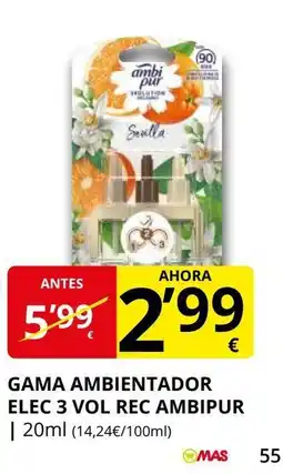 Supermercados MAS AMBIPUR Gama ambientador elec 3 vol rec oferta