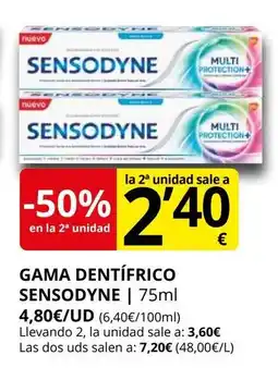 Supermercados MAS SENSODYNE Gama dentífrico oferta
