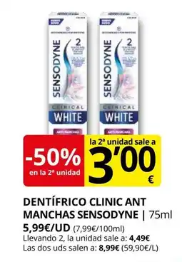 Supermercados MAS SENSODYNE Dentífrico clinic ant manchas oferta