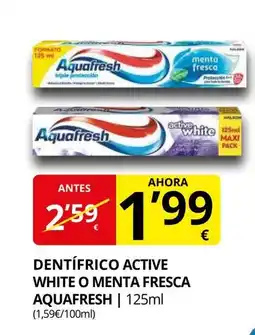 Supermercados MAS AQUAFRESH Dentífrico active white o menta fresca oferta