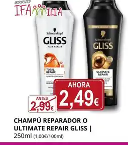 Supermercados MAS GLISS Champú reparador o ultimate repair oferta