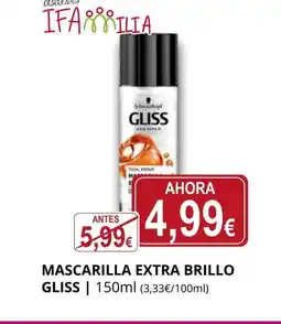 Supermercados MAS GLISS Mascarilla extra brillo oferta