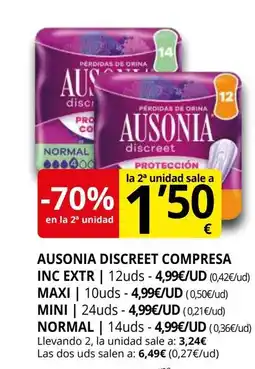 Supermercados MAS AUSONIA Discreet compresa inc extr oferta