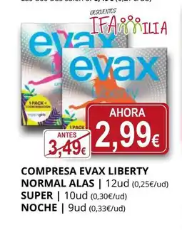Supermercados MAS Compresa evax liberty normal alas oferta