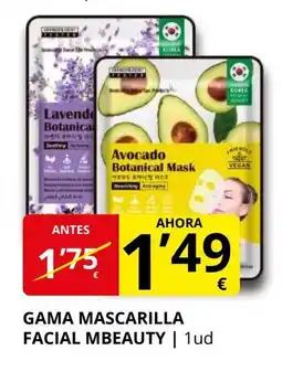 Supermercados MAS Gama mascarilla facial mbeauty oferta
