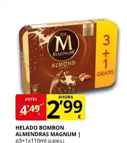 Supermercados MAS MAGNUM Helado bombon almendras oferta