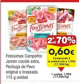 FROIZ Finíssimas Campofrío Jamón cocido extra, Pechuga de Pavo original o braseada oferta