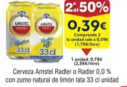 FROIZ Cerveza Amstel Radler o Radler 0,0% con zumo natural de limón lata oferta