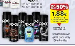 FROIZ Desodorante Axe gama Core spray oferta