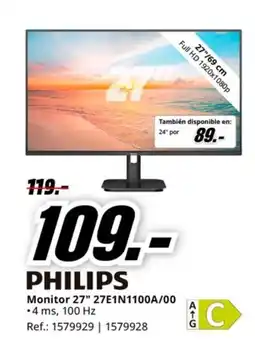 MediaMarkt PHILIPS Monitor 27" 27E1N1100A/00 oferta