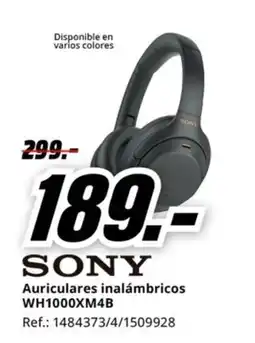 MediaMarkt SONY Auriculares inalámbricos WH1000XM4B oferta