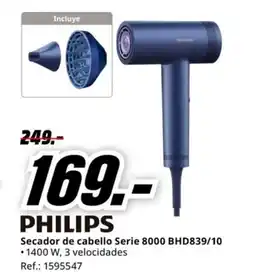 MediaMarkt PHILIPS Secador de cabello Serie 8000 BHD839/10 oferta