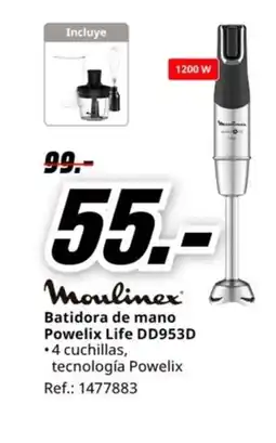 MediaMarkt MOULINEX Batidora de mano Powelix Life DD953D oferta