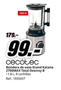 MediaMarkt CECOTEC Batidora de vaso Grand Katana 2700MAX Total Destroy B oferta