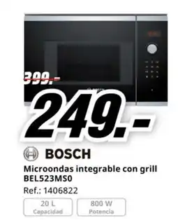 MediaMarkt BOSCH Microondas integrable con grill BEL523MS0 oferta