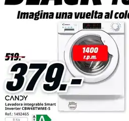 MediaMarkt CANDY Lavadora integrable Smart Inverter CBW48TWME-S oferta